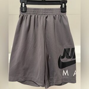 Nike Jumpman Black and White Logo Gray Youth Small Athletic Shorts- Like New